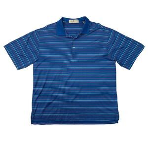 Fairway & Greene Polo Shirt Mens L Large Astral Blue Striped Cotton Short Sleeve